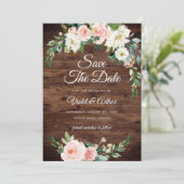 Invitation Bois Blush Floral Wreath Wedding Enregistrer La Da (Debout devant)