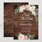 Invitation Bois Blush Floral Wreath Wedding Enregistrer La Da (Devant / Derrière)