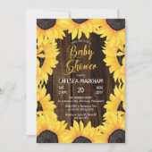 Invitation Bois boisé rustique | Baby shower fille tournesol (Devant)