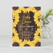 Invitation Bois boisé rustique | Baby shower fille tournesol (Debout devant)