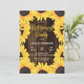 Invitation Bois boisé rustique | Sunflower Retirement Party (Debout devant)