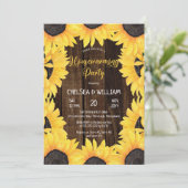 Invitation Bois boisé rustique | Tournesols Fête du réchauffe (Debout devant)