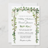 Invitation Bois botanique mariage Eucalyptus vert (Devant)