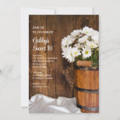 Invitation Bois Bouche Blanc Marguerites Douce 16 Anniversair (Devant)