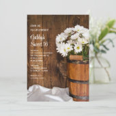 Invitation Bois Bouche Blanc Marguerites Douce 16 Anniversair (Debout devant)