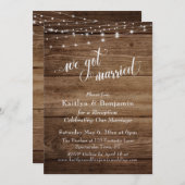 Invitation Bois Brown rustique avec lumière Réception de mari (Devant / Derrière)
