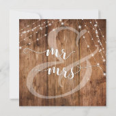Invitation Bois Brown rustique, Chaînes lumineuses blanches M (Dos)