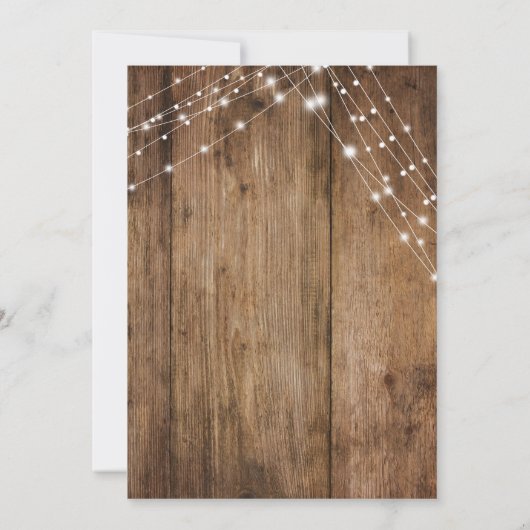 Invitation Bois Brown rustique, Chaînes lumineuses blanches M (Dos)