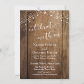 Invitation Bois Brown rustique et lumières Célébrez avec nous (Devant)