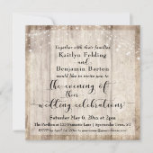Invitation Bois Brown rustique & Lumières Soirée Mariage Évén (Devant)