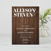 Invitation Bois brun rustique audacieux noms modernes photo m (Debout devant)