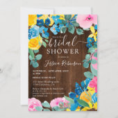 Invitation Bois brun rustique floral photo nuptiale (Devant)