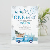 Bois Camion bleu Hiver Onederland Anniversaire