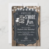 Invitation Bois Chalkboard Rustic S'mores Fête Anniversaire (Devant)