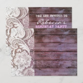 Invitation bois chic et dentelle de grange de pays français (Devant / Derrière)