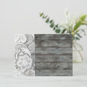 Invitation bois chic et dentelle de grange de pays français (Debout devant)