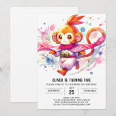 Invitation Bois Chic Singe Anniversaire (Devant / Derrière)