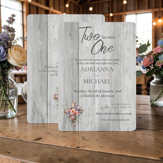 Invitation Bois chrétien Deux en deviennent un