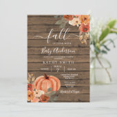Invitation Bois Chute En Amour Boho Floral Citrouille Baby sh (Debout devant)