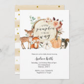 Invitation Bois citrouille de chute brûlé baby shower orange (Devant / Derrière)