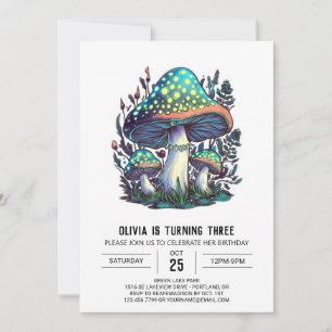 Invitation Bois coloré Champignon numérique de champignons An