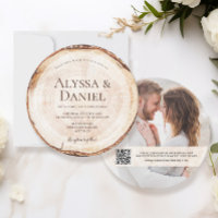 Bois coupe QR Code Photo personnalisée Mariage rus