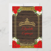 Invitation Bois Cute Rose rouge Fleurs Princesse Quinceanera  (Dos)