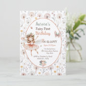 Invitation Bois Dandelion aquarelle Fée Premier anniversaire (Debout devant)