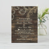 Invitation Bois de Barnwood rustique, mariage florissant (Debout devant)