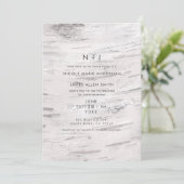 Invitation Bois de bouleau blanc grange rustique moderne phot (Debout devant)