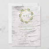 Invitation Bois de bouleau blanc Mariage de couronne rustique (Devant)