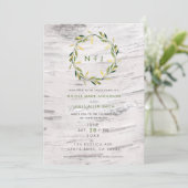 Invitation Bois de bouleau blanc Mariage de couronne rustique (Debout devant)