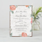 Invitation Bois de bouleau et Mariage Rose (Debout devant)