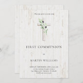 Invitation Bois de branche d'olivier Croix Catholique Premièr (Devant / Derrière)