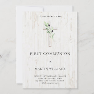 Invitation Bois de branche d'olivier Croix Catholique Premièr