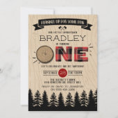 Invitation Bois de bûcheron à plaies rustiques 1er anniversai (Devant)