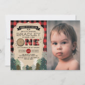 Invitation Bois de bûcheron à plaies rustiques 1er anniversai (Devant)