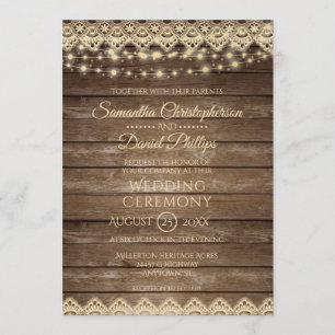 Invitation Bois de campagne Mariage Lights & Lace