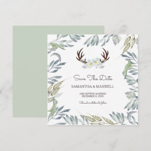 Invitation Bois de cerf & Épargne de verdure la date, Bleu