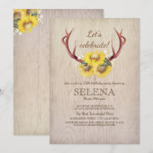 Invitation Bois de cerf et tournesols Fête d'anniversaire rus (Devant / Derrière)