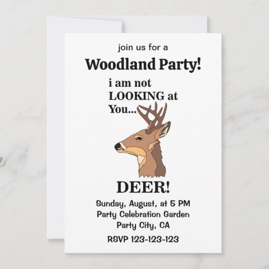 Invitation Bois de cerf Fête drôle de la forêt (Devant)