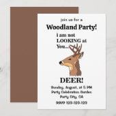 Invitation Bois de cerf Fête drôle de la forêt (Devant / Derrière)
