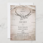 Invitation Bois de cerf rustique et mariage vintage en boulea (Devant)
