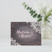 Invitation Bois de dentelle rustique serais-tu ma matrone d'h (Debout devant)