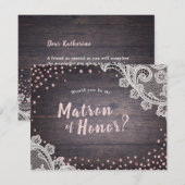 Invitation Bois de dentelle rustique serais-tu ma témoin de m (Devant / Derrière)