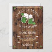 Invitation Bois de fête d'anniversaire de bières Cheers Saint (Devant)