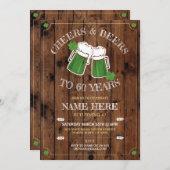 Invitation Bois de fête d'anniversaire de bières Cheers Saint (Devant / Derrière)