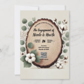 Invitation Bois de forêt Eucalyptus et coton Engagement rusti (Devant)