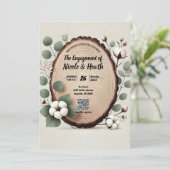 Invitation Bois de forêt Eucalyptus et coton Engagement rusti (Debout devant)