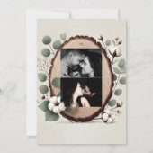 Invitation Bois de forêt Eucalyptus et coton Engagement rusti (Dos)